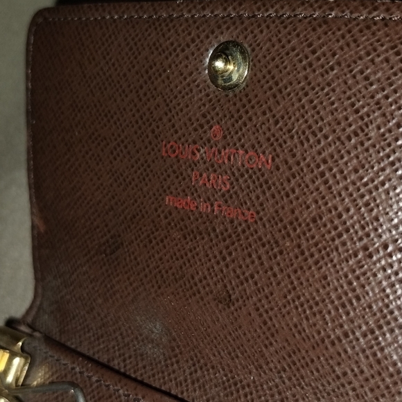 LOUIS VUITTON BROWN CHECKERED LEATHER KEY/CARD HOLDER SMALL WALLET ~ AUTHENTIC - Picture 6 of 13